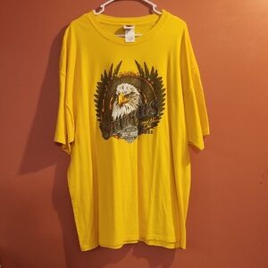 Harley-Davidson BADLANDS Yellow Short Sleeve Tee with Eagle Graphic